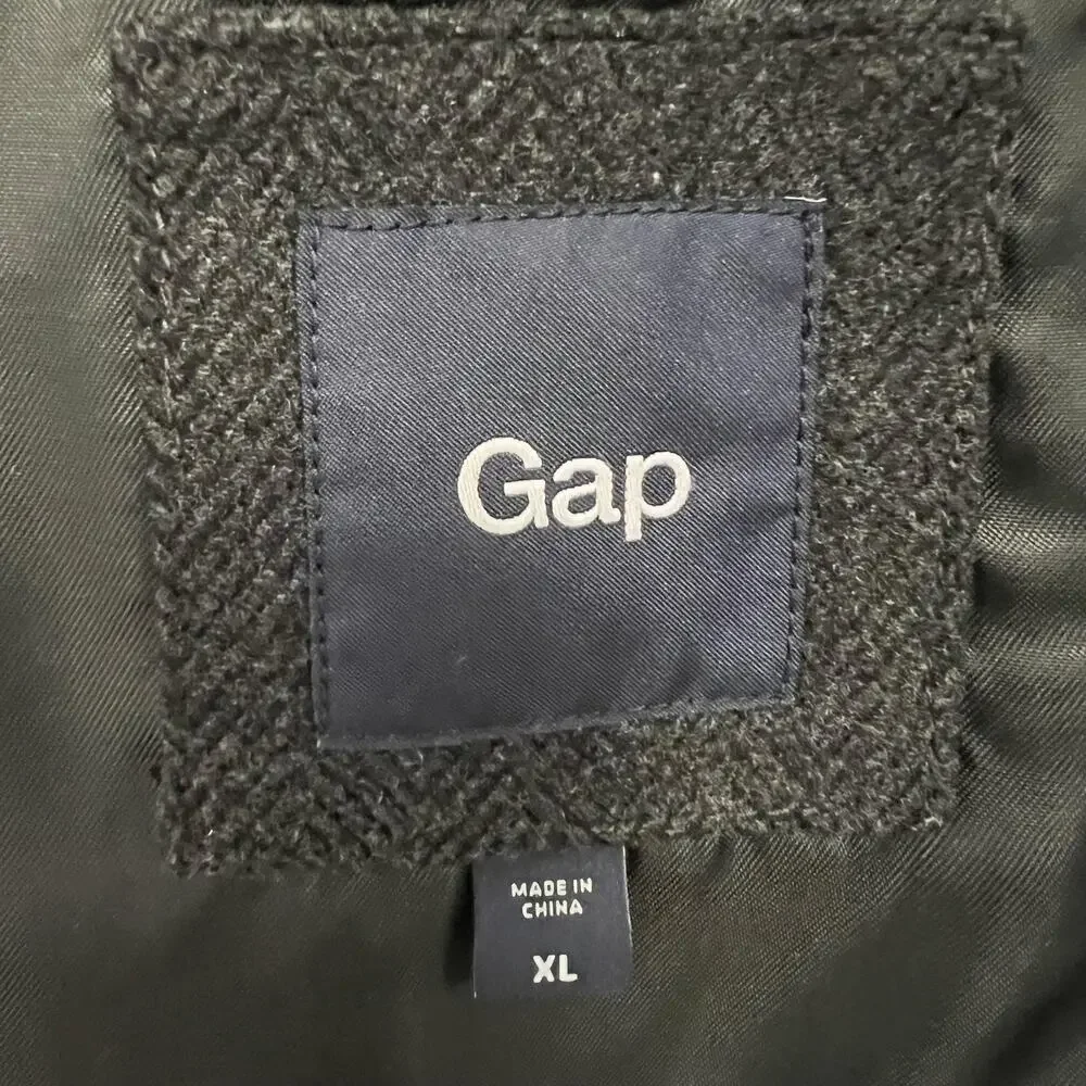 Gap Blazer Mens XL‎ Slim Gray Herringbone Sport Jacket Classic Y2K 2010 Altered
